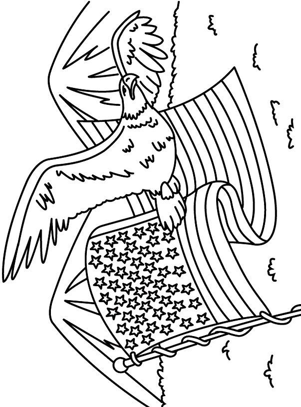 veterans day coloring pages bald eagle with flag Coloring4free