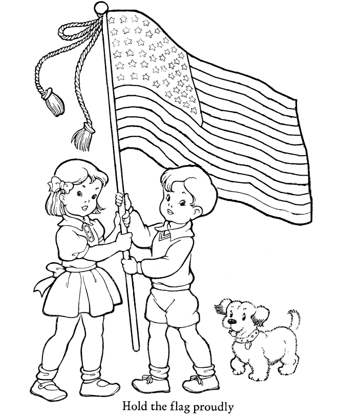 veterans day coloring pages kids hold the flag Coloring4free
