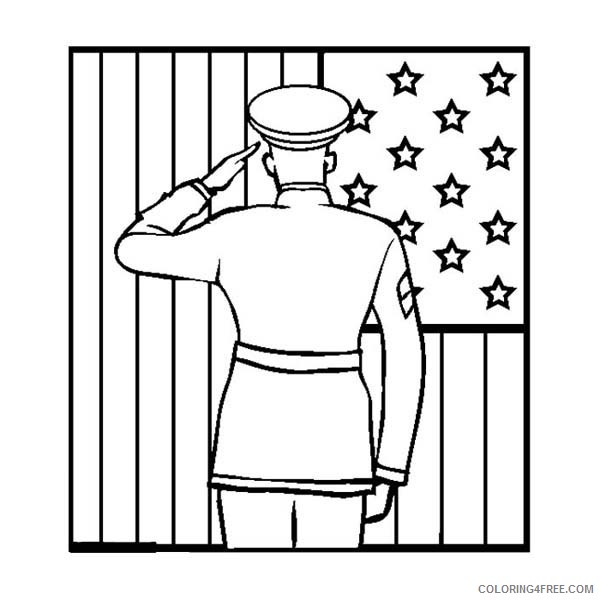 veterans day coloring pages soldier saluting flag Coloring4free