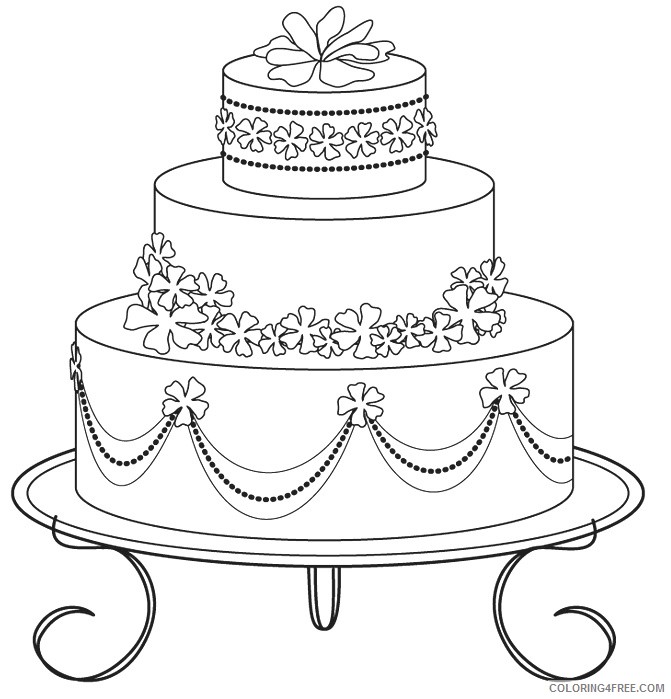 wedding cake coloring pages printable Coloring4free