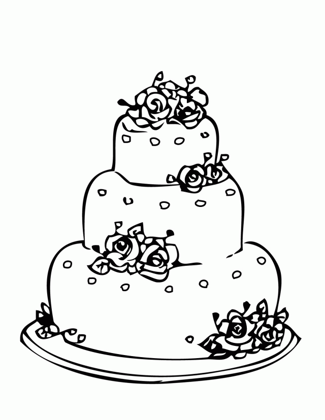 wedding cake coloring pages to print Coloring4free