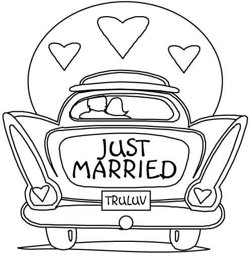 wedding coloring pages just married car Coloring4free
