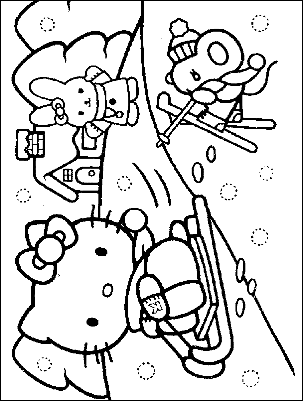 winter coloring pages hello kitty Coloring4free