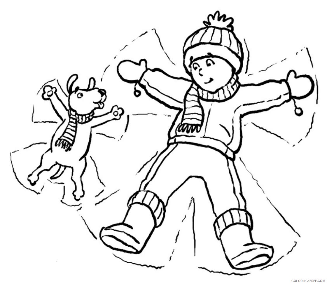 winter coloring pages kid playing in snow Coloring4free