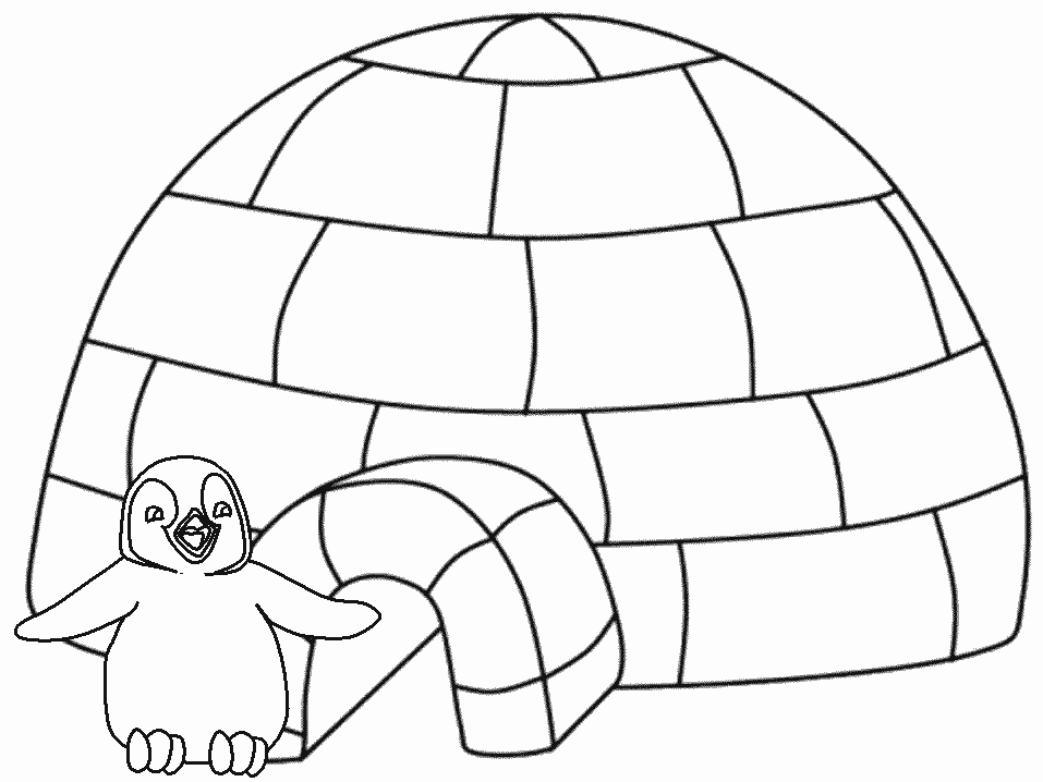 winter coloring pages penguin igloo Coloring4free