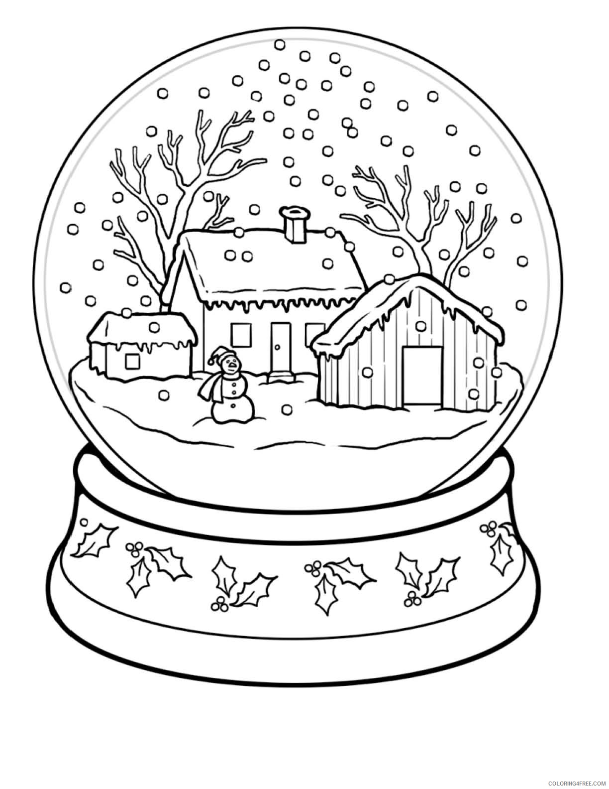 winter coloring pages snow globe Coloring4free