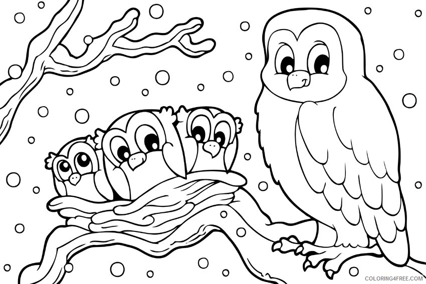 winter coloring pages snowy owl Coloring4free