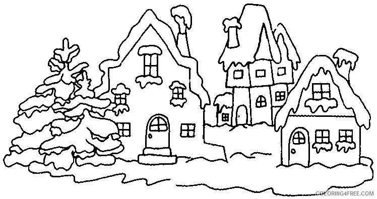 winter village coloring pages Coloring4free