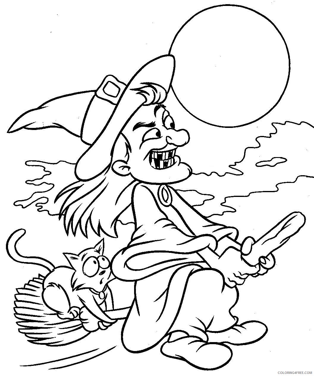 witch coloring pages flying at night Coloring4free