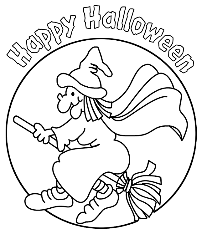 witch coloring pages happy halloween Coloring4free