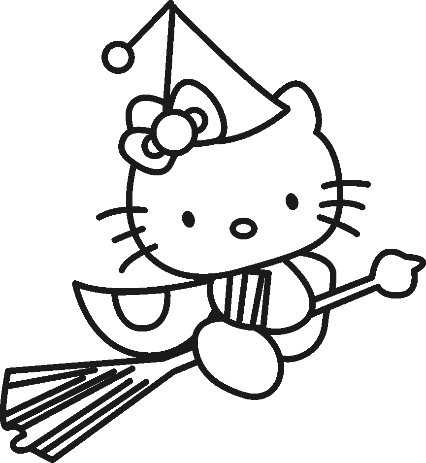 witch coloring pages hello kitty Coloring4free