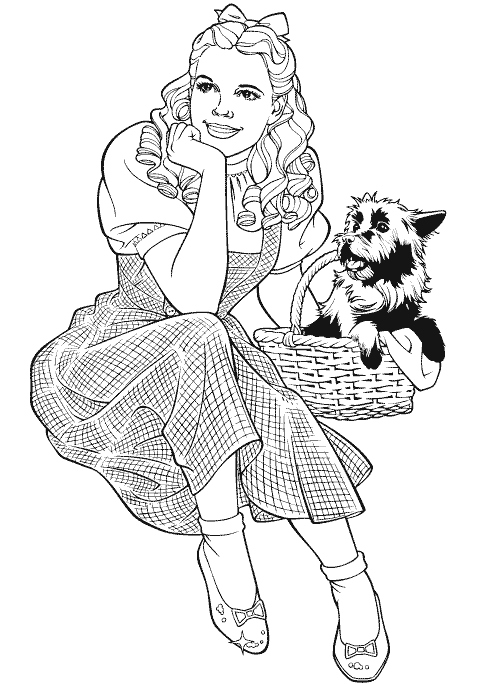 wizard of oz coloring pages dorothy and toto Coloring4free