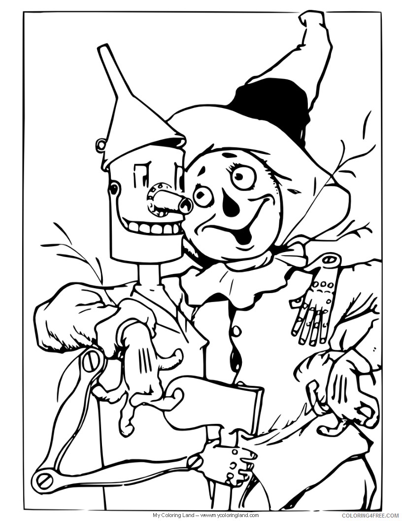 wizard of oz coloring pages tin man and scarecrow Coloring4free
