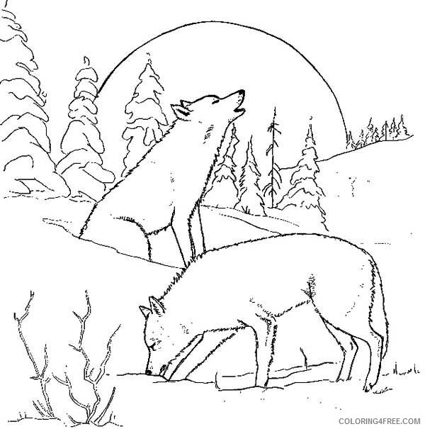 wolf coloring pages howling at moon Coloring4free