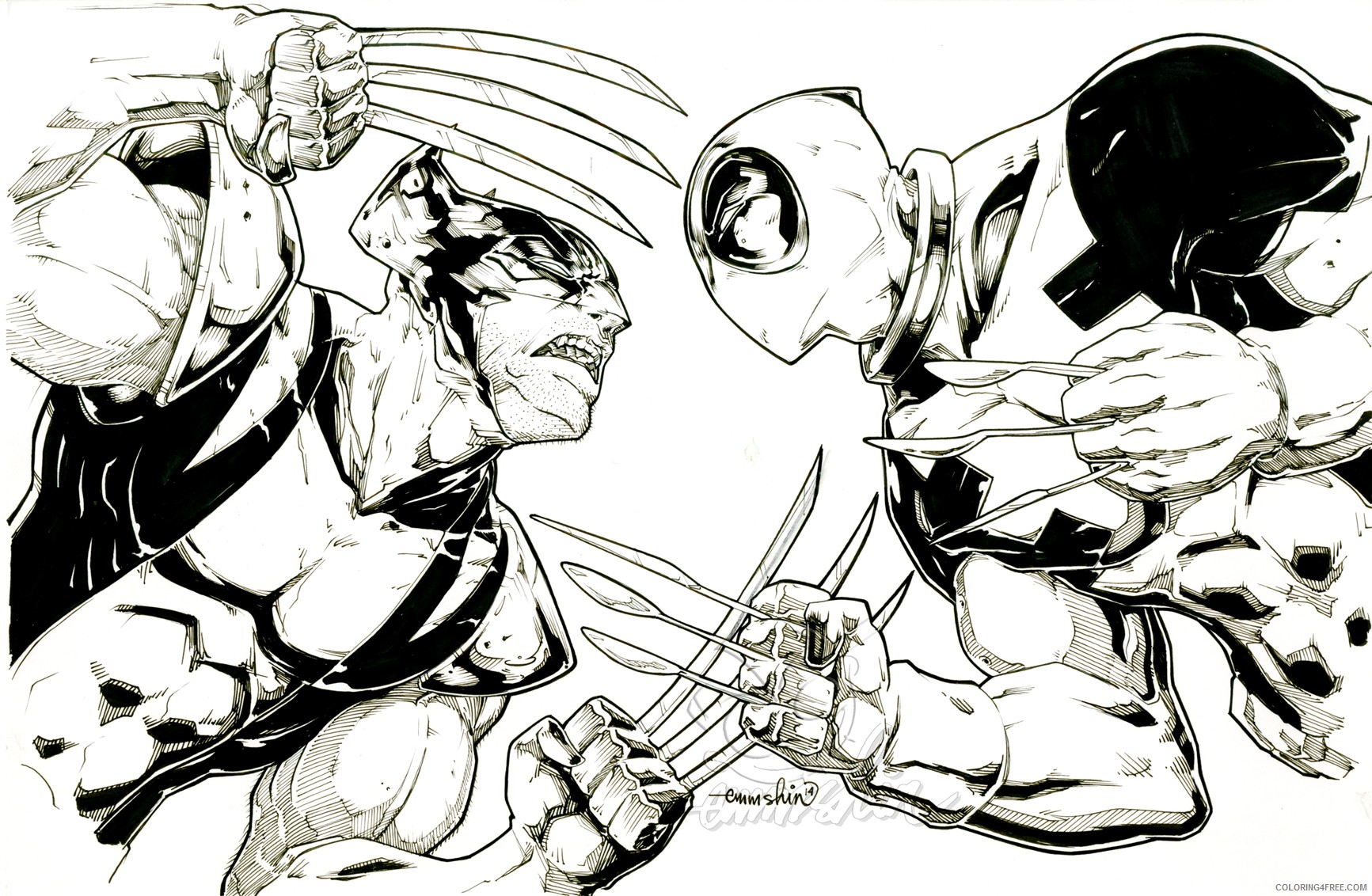 wolverine coloring pages vs deadpool Coloring4free