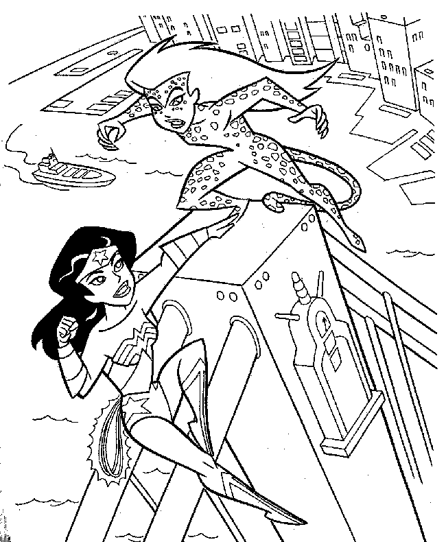 wonder woman coloring pages in fight Coloring4free