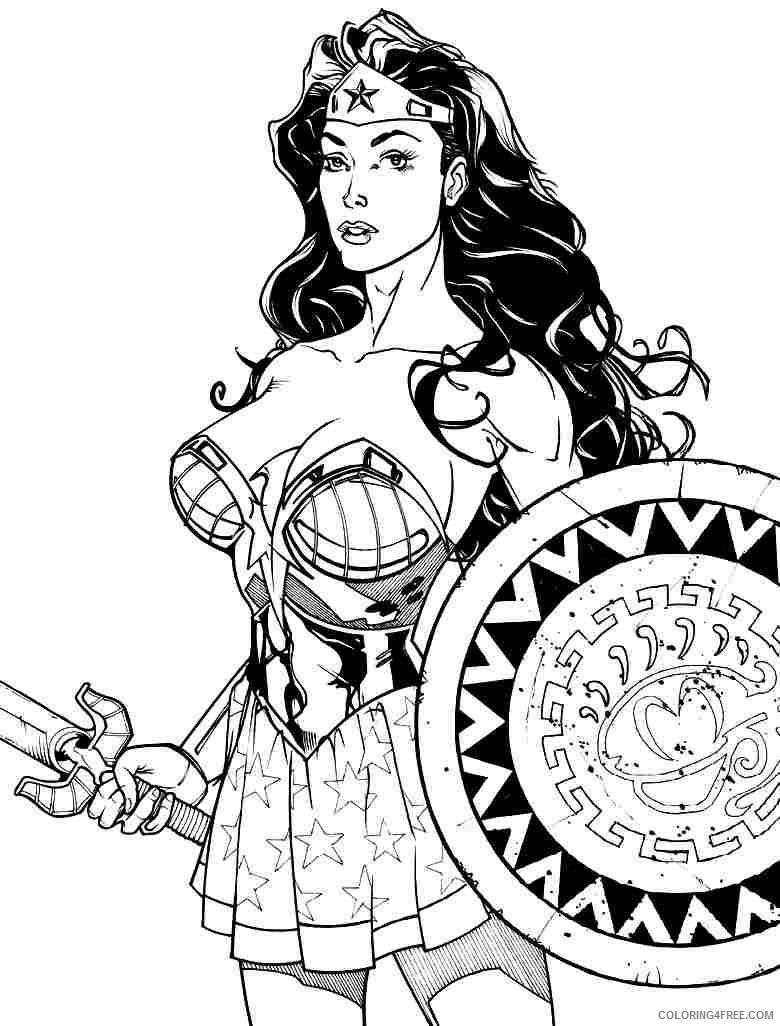 wonder woman coloring pages sword and shield Coloring4free
