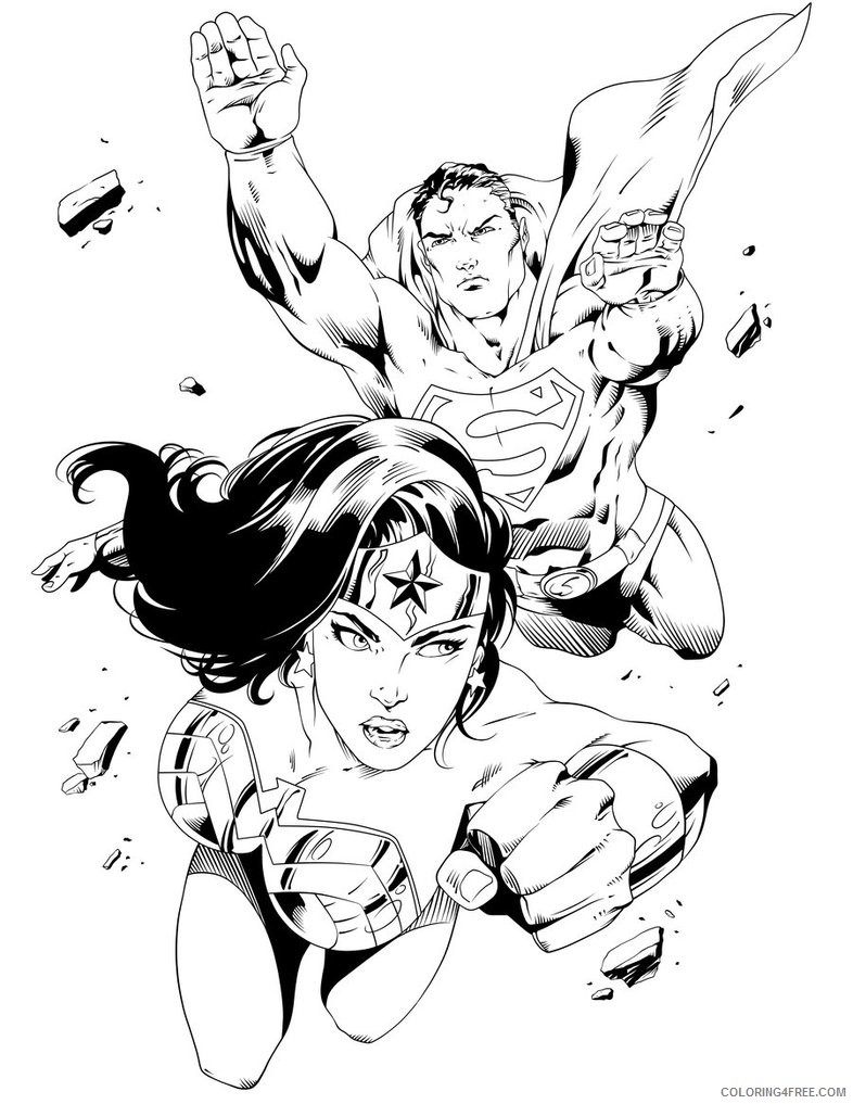 wonder woman coloring pages with superman Coloring4free