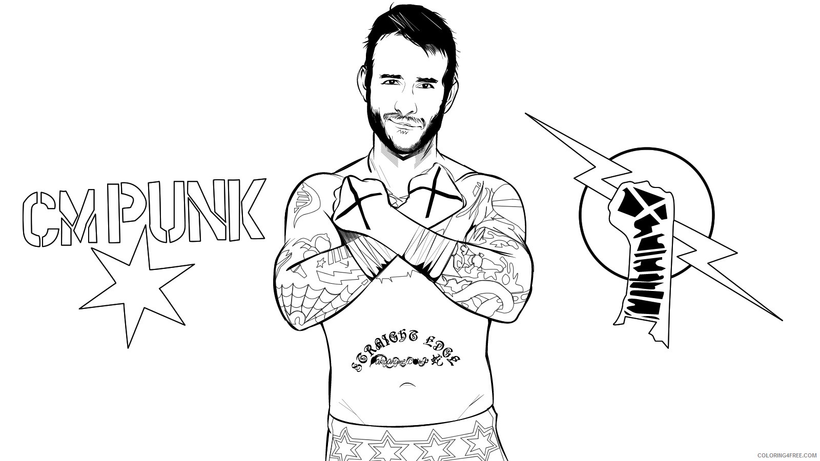 wwe coloring pages cm punk style Coloring4free