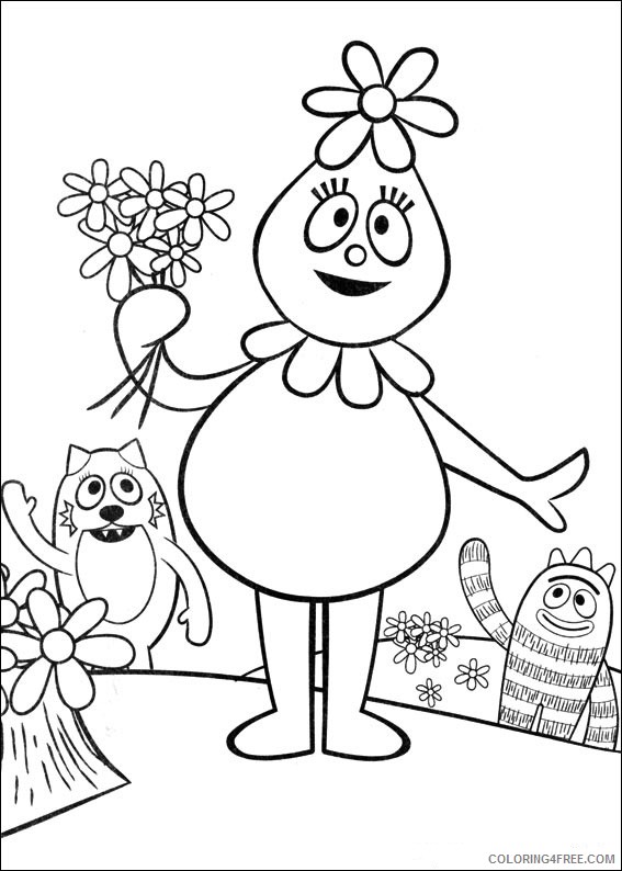 yo gabba gabba coloring pages foofa with flowers Coloring4free
