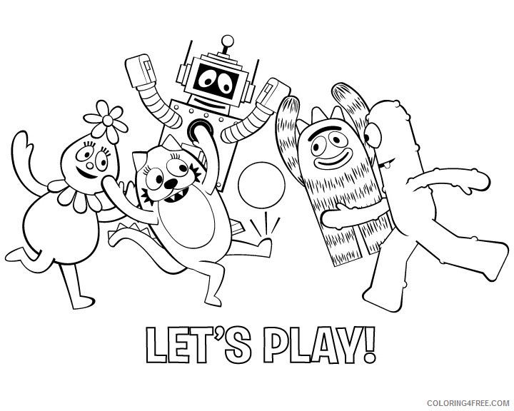 yo gabba gabba coloring pages playing together Coloring4free