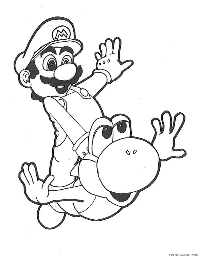 yoshi coloring pages flying with mario Coloring4free