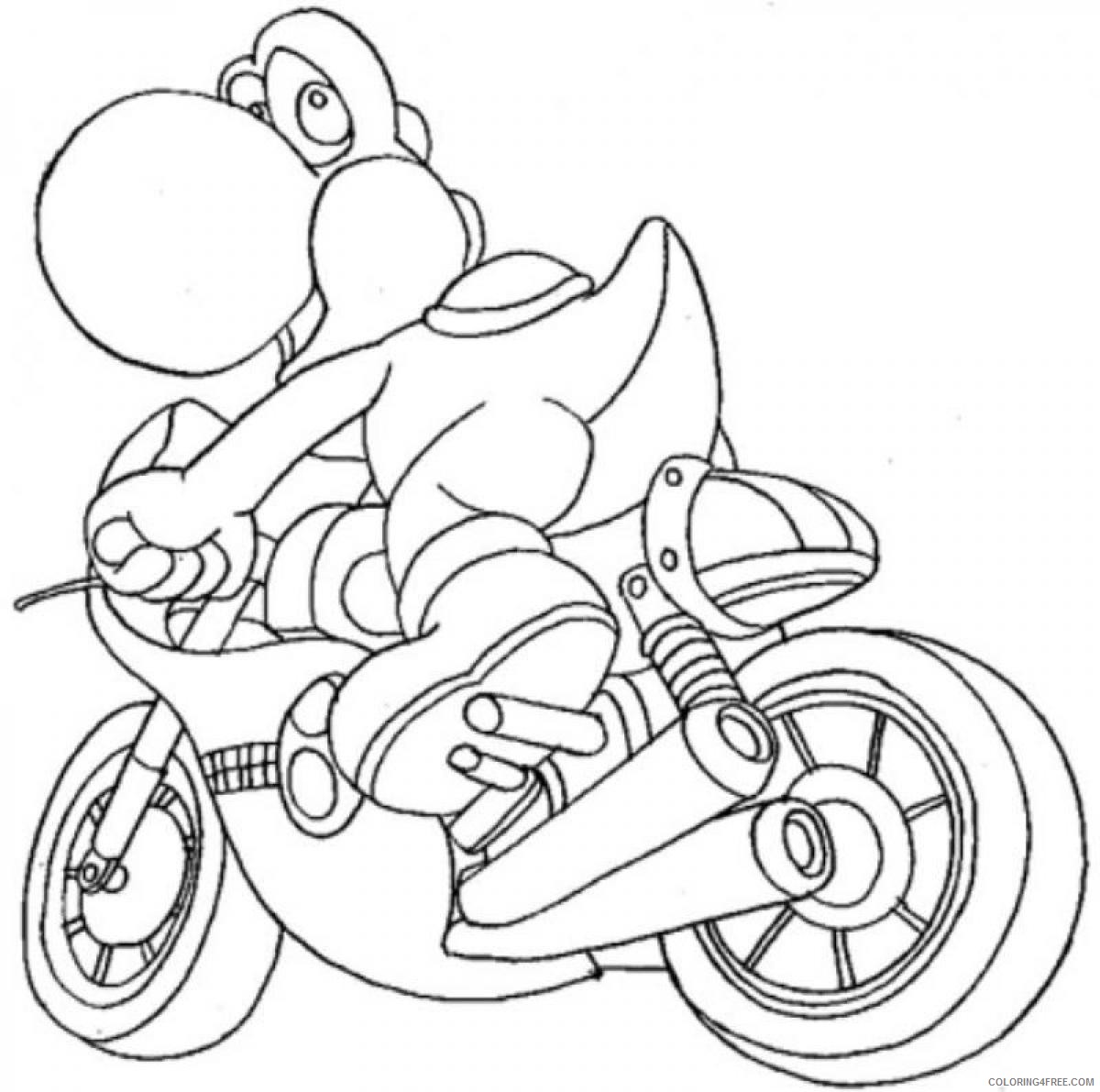 yoshi coloring pages riding motorcycle Coloring4free