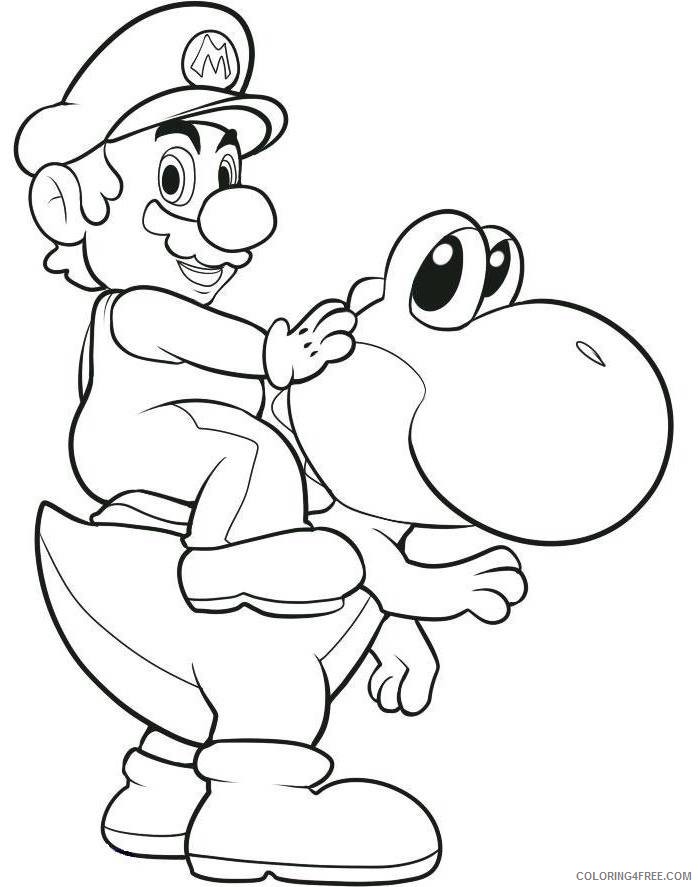 yoshi coloring pages with mario Coloring4free