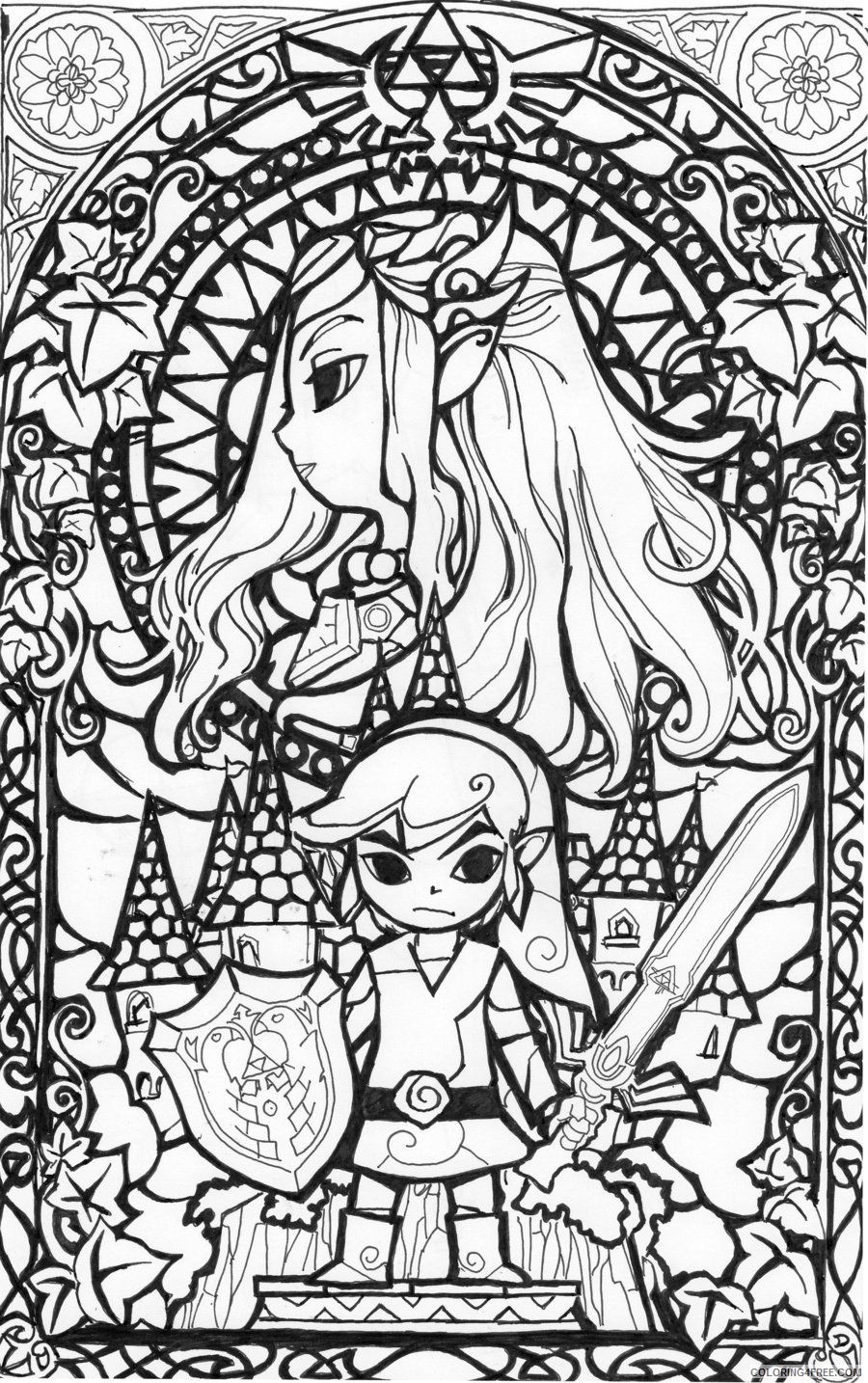 zelda coloring pages stained glass Coloring4free