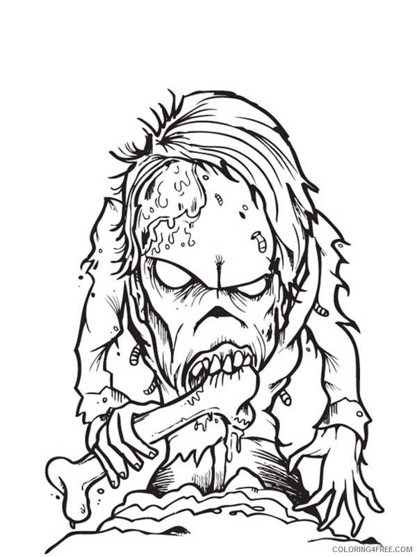 zombie coloring pages eating bone Coloring4free