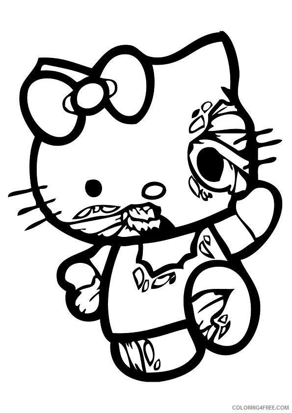 zombie coloring pages hello kitty Coloring4free
