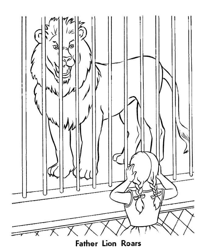 zoo coloring pages lion in cage Coloring4free